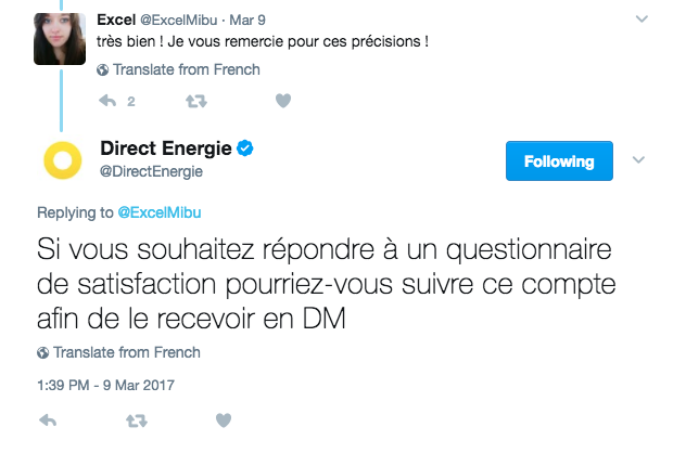 Direct Energie questionnaire